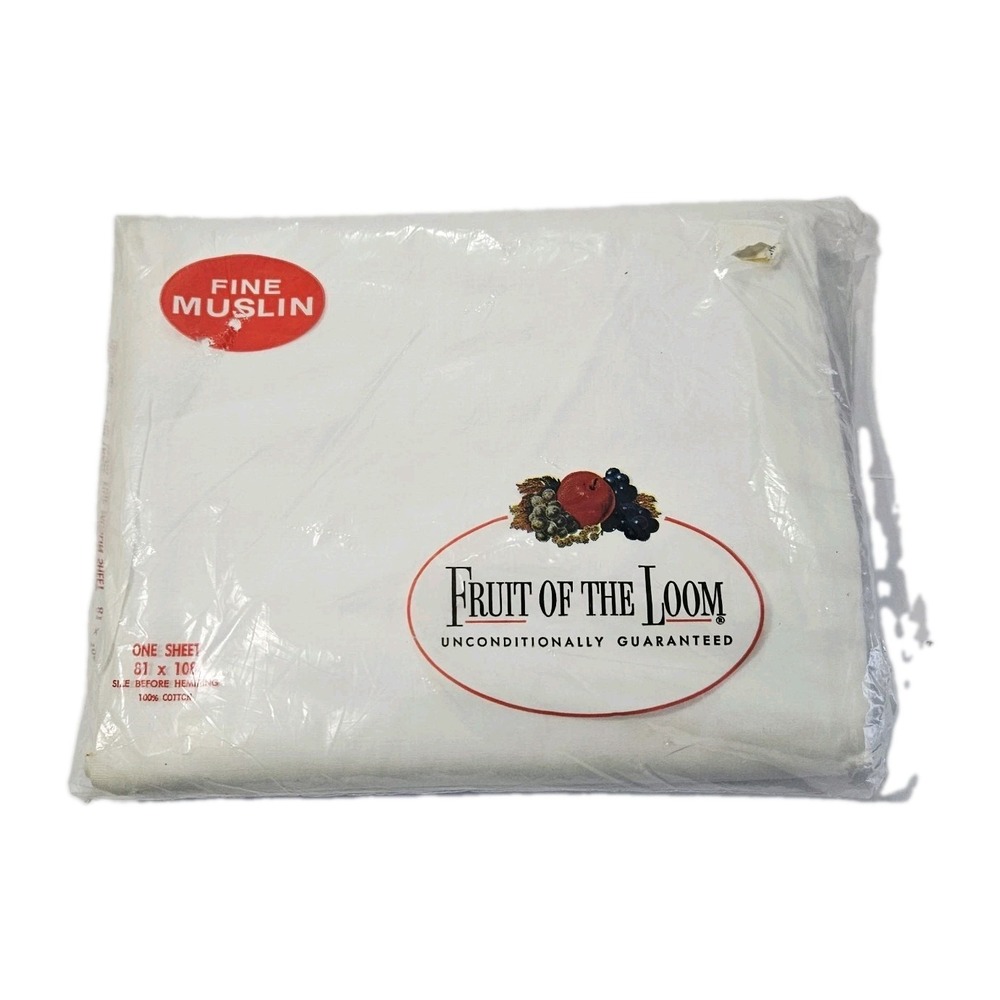 Vintage Fruit of the Loom Fine Muslin Pillowcases Sheet Set 81x108